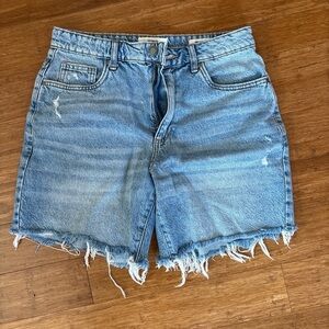 Light Wash Distressed Denim Cutoff Shorts